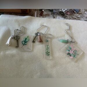 Set of 3 handmade rearview mirror hangars.  Chain is 10”